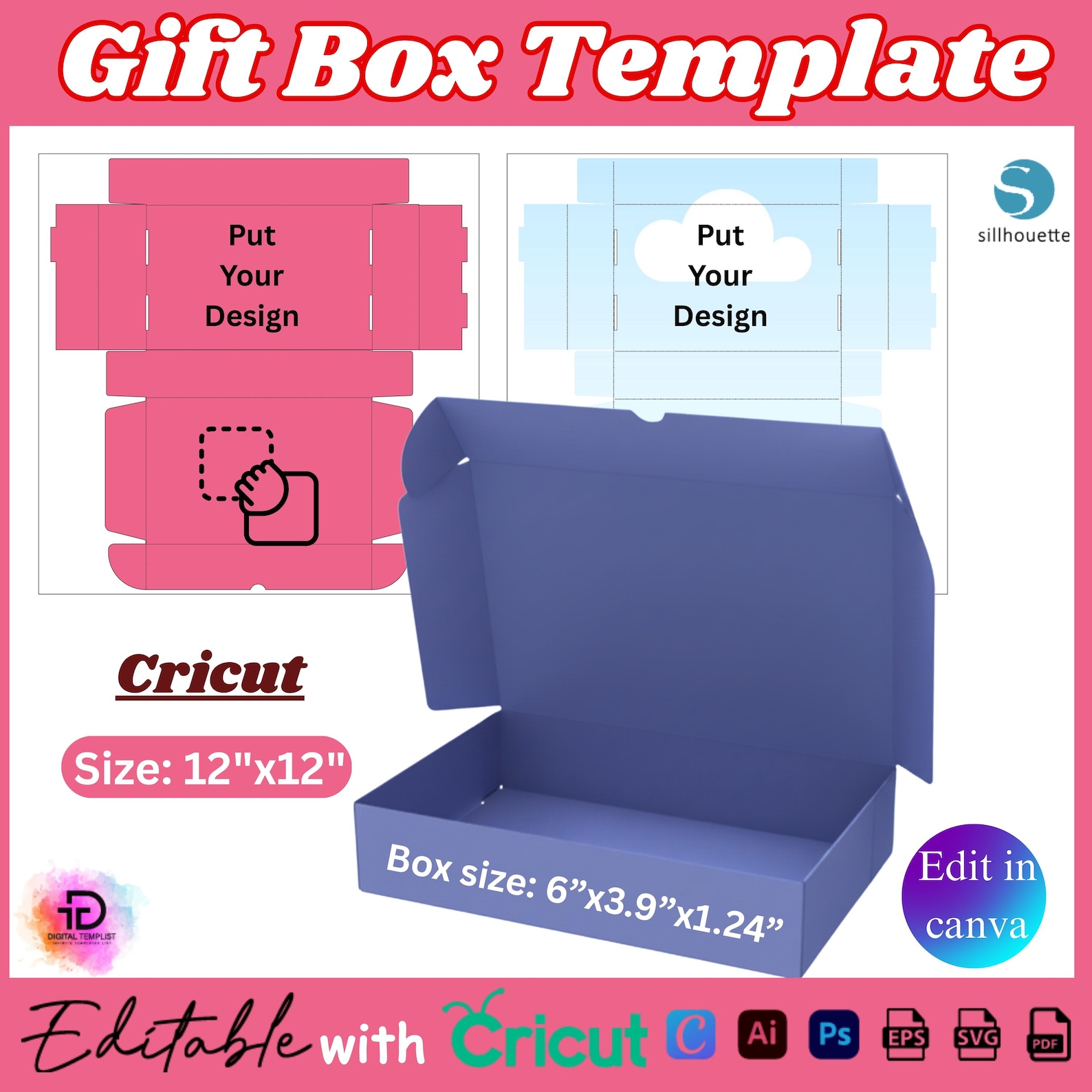 Gift Box Template, Rectangle Box Template, Rectangular Box Label ...