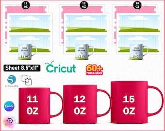 Muggomslagsmallpaket, Helomslagsmuggmallar, Muggomslagsmall, Muggmall Svg, Sublimeringsmuggmall, Muggpressmockup, Muggask