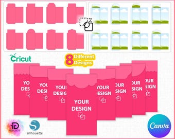 Plantilla de sobre para dinero, plantilla de sobre para cartas, etiqueta para sobre, bolsa SVG para dinero, porta billetes DIY, plantilla de sobre editable en Canva
