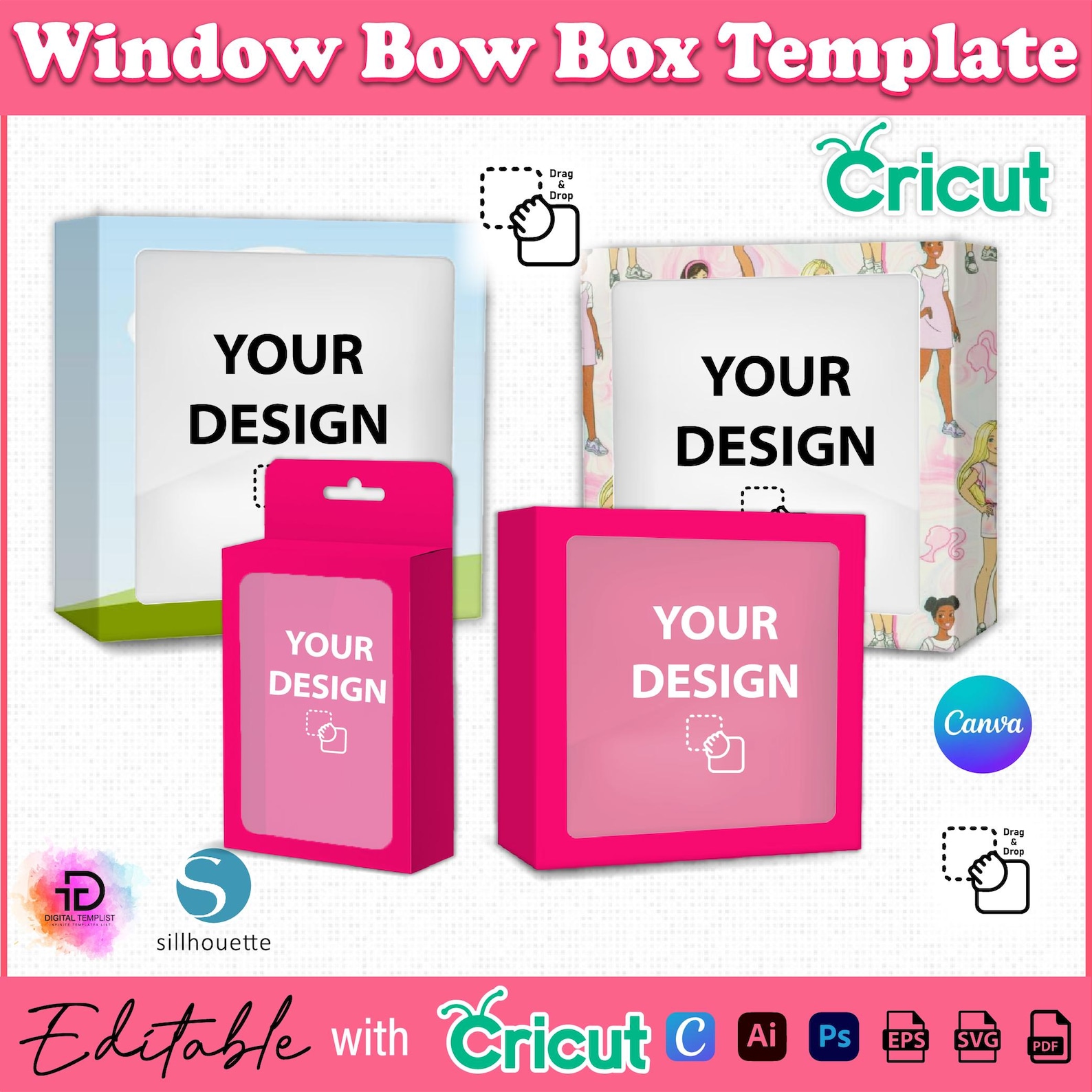 Window Bow Box Template, Bow Box SVG, Bow Box Template, Gift Box ...