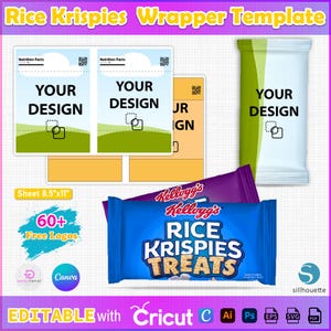Rice Krispies Template, Rice Krispies Treats, Editable Rice Krispies Mockup, Rice Krispies Template, DIY Rice Krispies, Party Favor