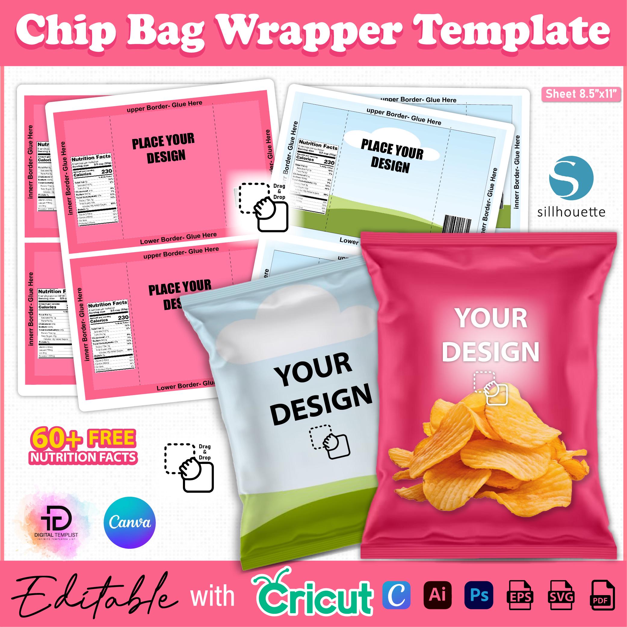 Chip Bag Template, Chip Bag Label,  Blank Chip Bag, Custom Chip Bag, Chip Bag, DIY Potato Chip Wrapper, Editable Chip Bag, Chip Bag SVG