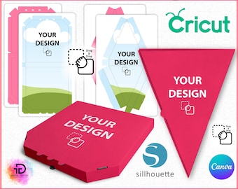 Pizza Box Template, Pizza Box SVG, Pizza Box Bundle, Gift Box, Triangle Box Template, Food Box, Canva Editable, Party Favor, Pentagonal Box