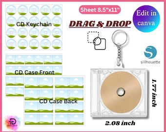 Mini Album CD Keychain Template, Cd Keychain Template, Jewel Case Insert, Cd Cover Template, Album Cover Keychain Template, Canva Editable