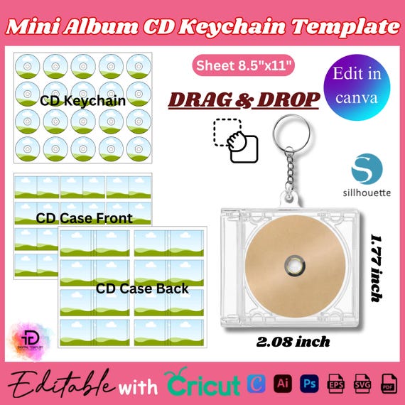 Mini Album CD Keychain Template, Cd Keychain Template, Jewel Case