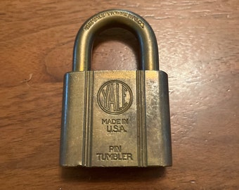 Vintage Yale Brass Padlock No Key Antique USA Steampunk Lock Hardware Heavy