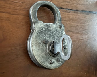 Vintage Brass Padlock with Key Antique USA Steampunk Lock Hardware