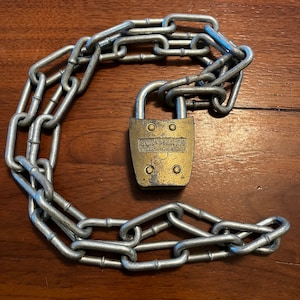 Vintage Slaymaker Brass Padlock with Chain No Key Antique USA Steampunk Lock Hardware Heavy