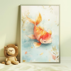 Fish Poster Nursery Wall Art, Neutral Wall Art Fish Prints, Aquatic Life Playroom Art Print, Marine Nursery Posters Prints, Baby Shower Gift