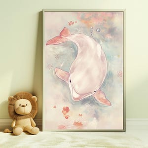 Poster con delfini, decorazione da parete neutra, stampe con simpatici animali acquatici per la sala giochi, stampe con la natura marina per la cameretta dei bambini, acquerelli, decorazioni per la sala giochi