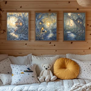 Whimsical Treehouse Haven – Enchanted Forest Art Print, Fairytale Wall Decor, Cottagecore Fantasy Illustration