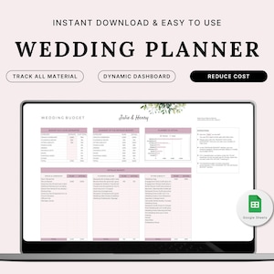 Wedding Planner Spreadsheet: Budget, Timeline, Guest List (Digital Download)