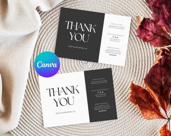 Business Thank You Card Template, Editable Canva Order Insert, Small Business Packaging Card, Customer Appreciation Note, Etsy Seller