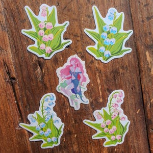 Blumen / Blumen / Fantasy thematisches Sticker Paket | Maiglöckchen | 5 Stück