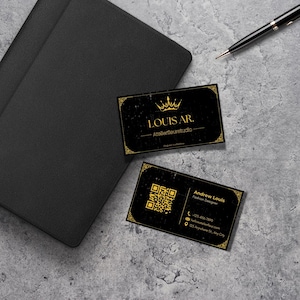 Luxurious VIP Business Cards Template | QR Code | Black & Gold