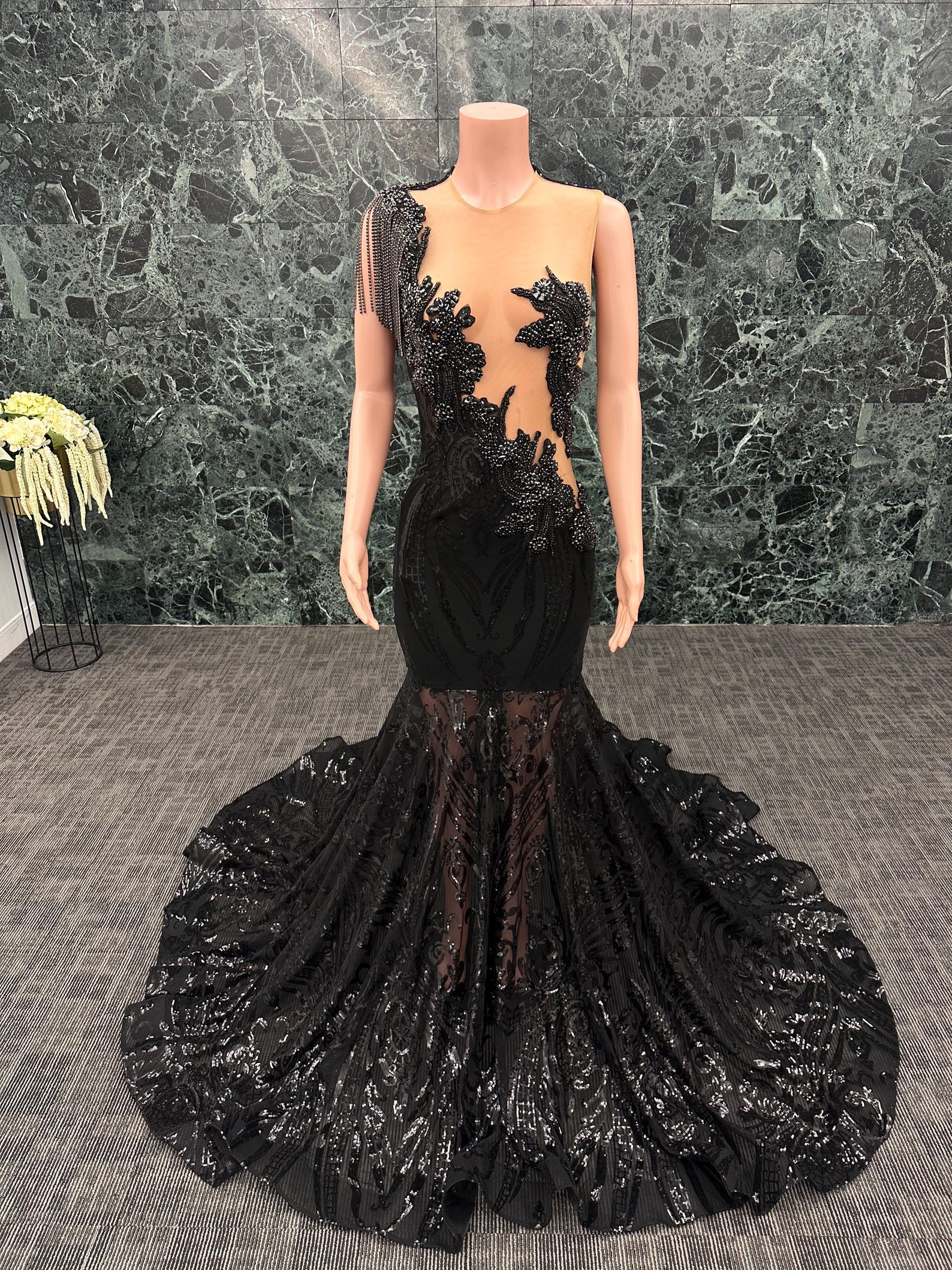 Black Sequin Mermaid Prom Dress, Prom Gown, Black Dress, Mermaid Dress — free download
