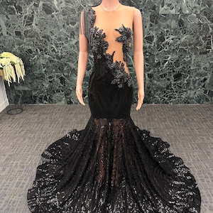 Black Sequin Mermaid Prom Dress, Prom Gown, Black Dress, Mermaid Dress