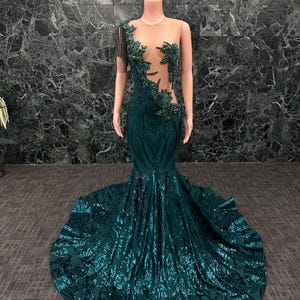 Green Sequin Mermaid Prom Dress, Prom Gown, Green Dress, Mermaid Dress
