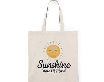 Sunshine State Cotton Canvas Tote Bag: Eco-Friendly Reusable Shopping Bag