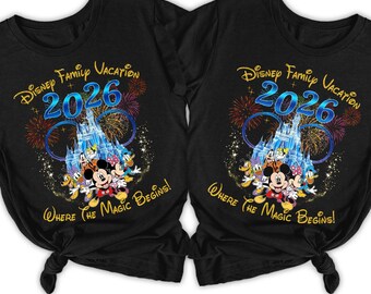 Chemise couleurs confort Disney vacances en famille 2026, tshirt assorti voyage en famille Disney, t-shirt vacances WDW, sweat-shirt à capuche vacances Disney