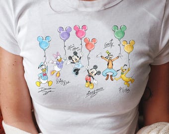 Retro Mickey & Co Balloon Baby Tee, Mickey And Friends Shirt, Mickey Balloon Family Trip Matching Tee, WDW Trip Vacation Outfit