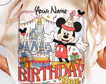 Personalized Mickey and Friends Birthday Shirt, Birthday Family Matching T-Shirt, Disney Birthday Tee, Birthday Squad Crew Boy Girl Hoodie