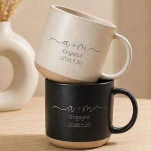 Personalized Engraved Couple Pottery Mug, Custom Names and Established Date Couple Mug, Engagement Gifts, Wedding Gift, Newlywed Gift