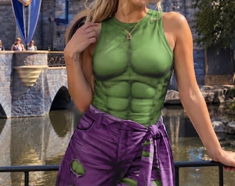 Robe-jupe portefeuille verte de super-héroïne, costume d'Halloween de super-héroïne verte, tenue de cosplay de super-héroïne, tenue pour un voyage entre filles, robe de déguisement pour femme