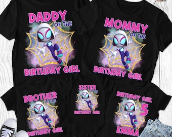 Personalized Spidey Birthday Shirt, Spider Party Matching Tee, Superhero Birthday Girl Toddler Shirt, Gift For Kid, Family Party Theme Shirt