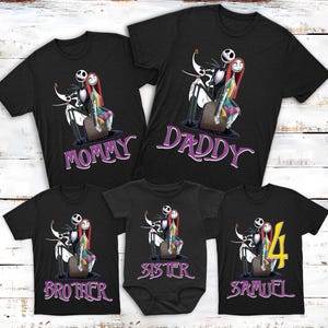 Personalized Skeleton Nightmare Family Matching Shirt, Before Christmas Birthday Shirt, Skeleton Movie Birthday Party Theme