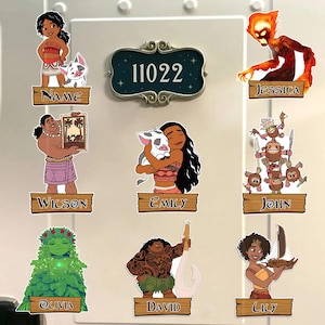 Imán de puerta personalizado Wdw Moana, puerta del camarote del crucero familiar Moana Princess, imán de crucero Moana Maui Pua Hei Hei Wdw