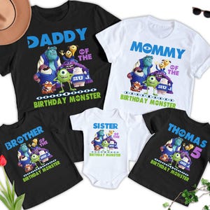 Personalized Colorful Monster Family Matching T-Shirt, Monsters Birthday Matching Shirt, Birthday Boy Kid Toddler, Family Theme Shirt