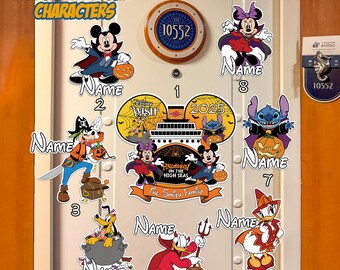 Personalized Mickey & Friends Halloween Magnet, Halloween On The High Seas WDW Cruise Line Magnet, Disney Family Trip Halloween Decor