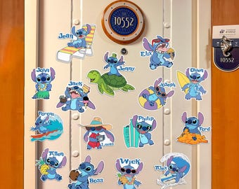 Personalized Wdw Stitch Summer Cruise Door Magnets, Custom Stitch Summer Trip Magnet, Stateroom Door Decor, Family Summer Cruise Magnet