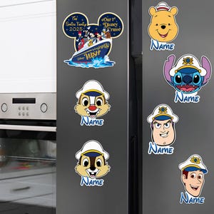 Personalized Disney Characters Cruise Line Magnet, Custom Disney Mickey Princess Toy Story Cruise Door Decor, Disney Magnet Stateroom Decor