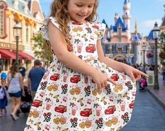 Coquette Bows Wdw Cars Ruffle Dress, Lightning McQueen Cars Dress, Girls' Trip Dress, Wdw Cars Skirt, WDW Family Vacation Outfit