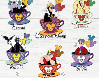 Personalized Wdw Villains Door Magnet, Pick Your Poison Female Villains Characters Teacup Door Room Magnet, Evil Queen Cruella Magnet