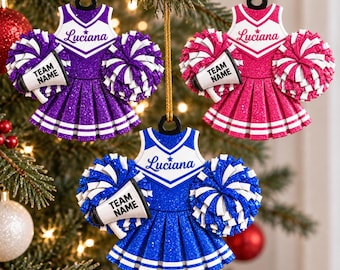 Personalized Cheerleader 3D Relief Ornament, Cheerleading Xmas Ornament, Cheerleader Team Gifts, Cute Coach Cheerleader Gift
