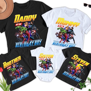 Personalized Superhero Birthday Boy Shirt, Superhero Family Matching Shirts, Custom Hero Gift For Son Daughter, Kids Birthday T-Shirt