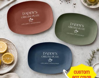 Personalized Dad Grilling Platter, Custom Fathers Day Gift for Grandpa, Gift for Dad from Kids, BBQ Grilling Plate Kitchen Decor Gift