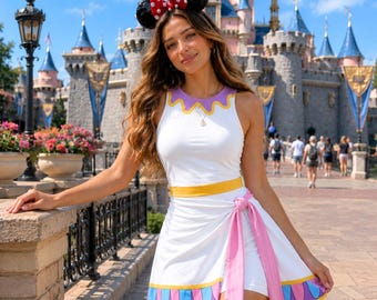 Teapot Costume Wrap Skort Dress, Tea Party Cosplay Dress, Fairy Tale Costume Outfit, Halloween Women Dress, Theme Park Costume