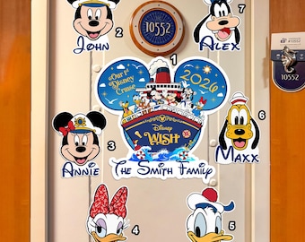 Personalized Mickey & Friends Wdw Cruise 2025 Magnet, Wdw Family Cruise Ship Stateroom Door, Wdw Cruise Line, Wdw Family Magnet