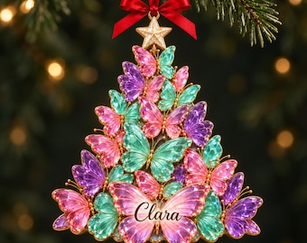 Personalized Butterfly Christmas Ornament, Butterfly Christmas Tree Gift, Animal Ornament Gift, Butterflies Lover Decor, Xmas Christmas Tree