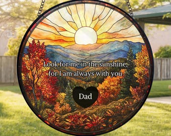 Personalized Memorial Stained Glass Suncatcher, Lightcatcher Loss Of Dad, Window Decor Gift for Dad, Gift for Mom, Memorial Sympathy Gift