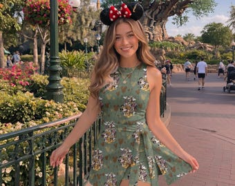 Green Jungle Adventure Tennis Skirt, Safari Mickey Mouse Minnie Skort, Animal Kingdom Outfit, Wild One Zoo WDW Trip Dress