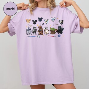 Retro Star Wars Character Shirt, Star Wars Disney Balloon Tee, Star Wars Baby Yoda Lovers T-shirt, Disneyland Family Vacation Outfit image 5