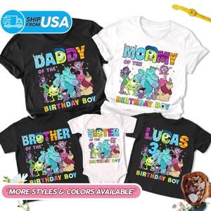 Custom Monsters Birthday Family Shirt, Personalized Monsters Birthday Party Matching T-Shirt, Monster Group Matching Shirt