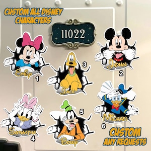 Personalized Bursting The Door Crew Cruise Door Magnet, Custom Characters Door Magnet Stateroom Cruise Decor Family Magnet