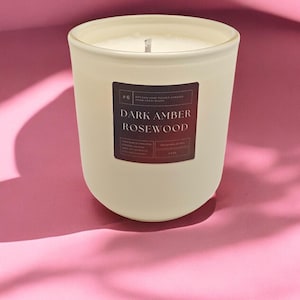 Dark Amber Rosewood Soy Candle  Earthy Woodsy Scent, Hand Poured Scented Candle, Cozy Home Fragrance, Eco-Friendly Gift, Aromatherapy Candle