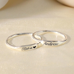 Dainty Engraved Name Ring,Custom Name Ring,14K Solid Gold Name Ring,Stackable Name Ring,Ring for Women,Mothers Day Gift,Birthday Gift forHer